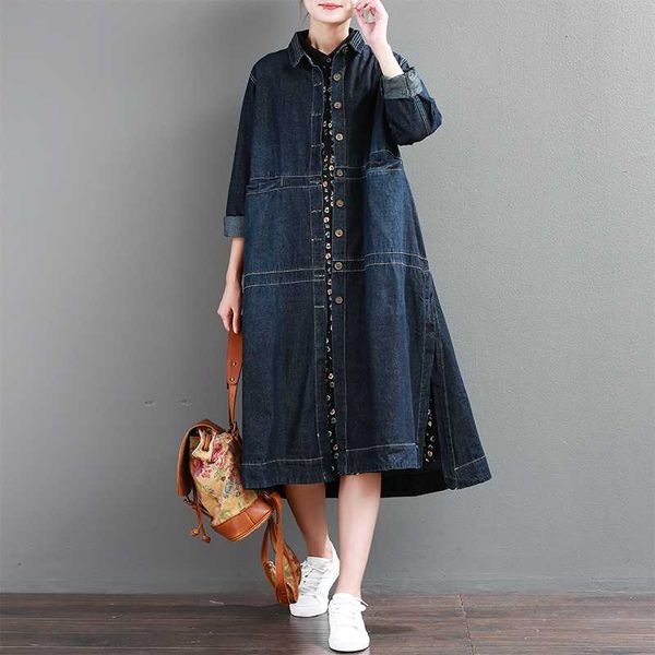 

ewq] new spring autumn 2020 fashion long sleeve lapel single breasted patchwork pockets vintage denim windbreaker women 805, Tan;black