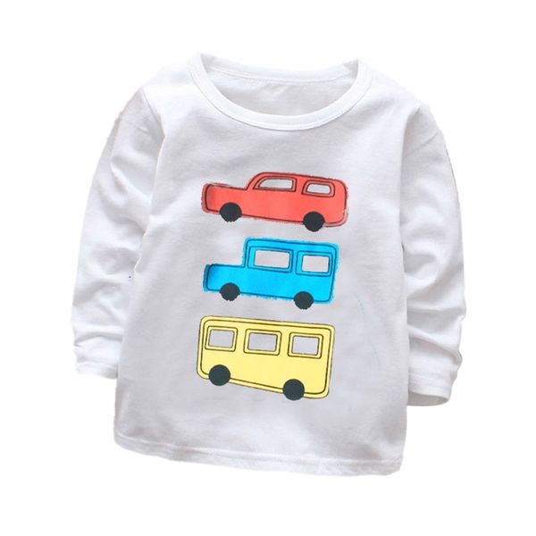 

2019 casual boys girls autumn spring cartoon cars printed cotton t-shirt children clothes baby long sleeve tees blouse, Blue
