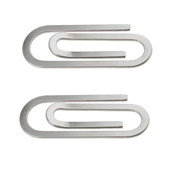 

2pc metal paper clips metal steel stationery paper school office money clip