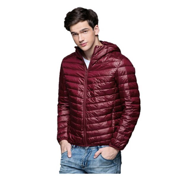 

2019 winter autumn jacket 90% white duck down jackets men hooded ultra light down jackets warm outwear coat parkas, Tan;black