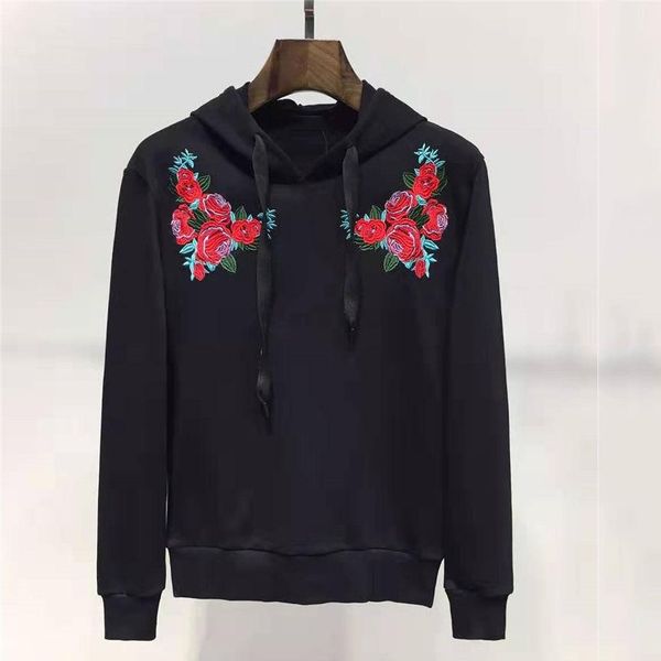 

designer hoodie mens sweater rose with crown embroidery men women brand hoodie loose sweatshirt luxury hooded, Black
