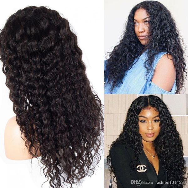 

water wave lace closure human wigs 4x4 human hair wigs natural pre plucked with baby hair, Black