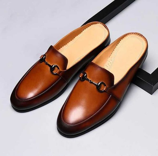 

men pu leather shoes casual shoes dress brogue spring vintage classic male casual summer slippers men f161, Black
