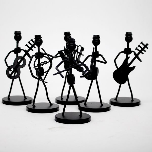 

1pc mini iron music band model miniature musicians figurines arts craft decorations party gift favor random design