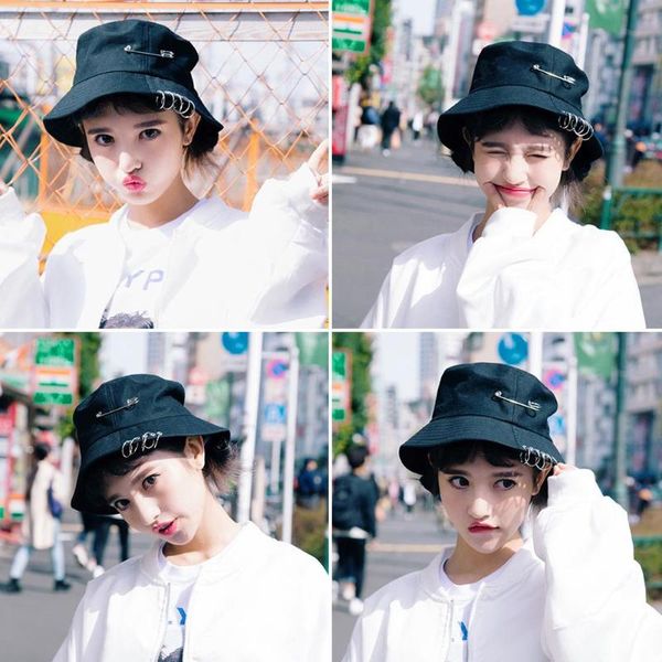 

fashion iron hoop folding sunhat outdoor cap sun protection bucket hat fishing fisherman hat cool streetwear, Blue;gray