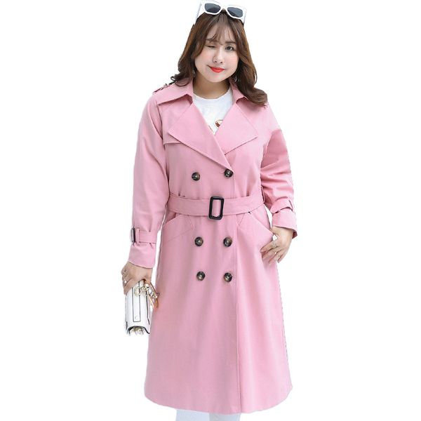 

2019 spring autumn trench large size coat women casual long trench lacing double-breasted windbreaker female plus size 4xl a2829, Tan;black