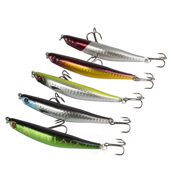 

1pcs fishing tackle hard minnow lure artificial bait fishing lure with 2 fish hook 9cm/8.3g mixed 5 color p11