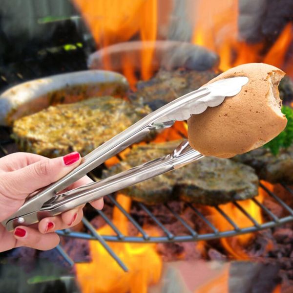 

9 inch bbq tongs bread clip kitchen tongs lock design barbecue clip clamp stainless steel food pliers barbecue clip kitchen tools dhl