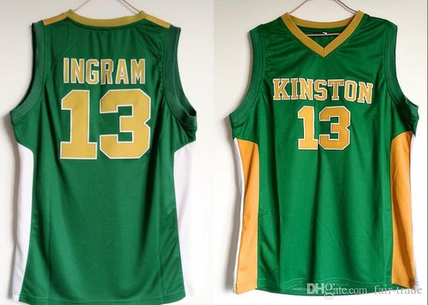 

NCAA College 13 Brandon Ingram Jersey Men High School Kinston Jersey Green Basketball Uniform University Breathable Top Quality On Sale