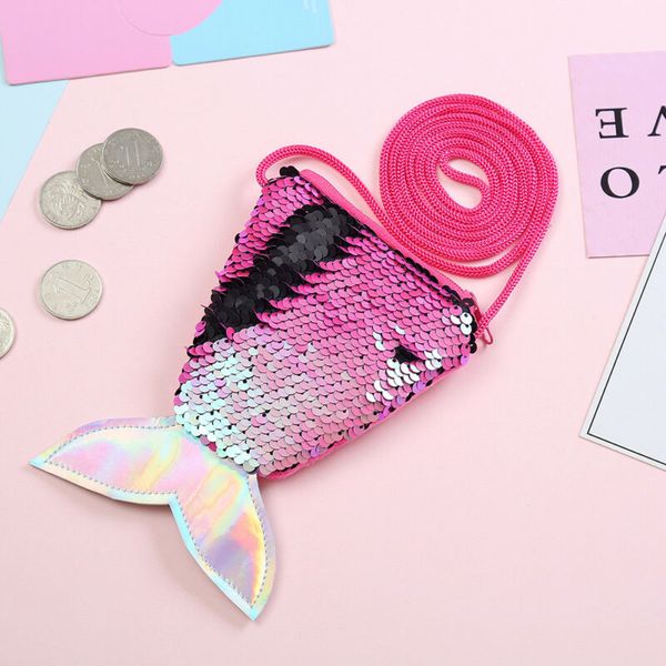 

little girls paillette wallet gift pocket coin purse girls kids mermaid pouch shoulder bags zipper toys