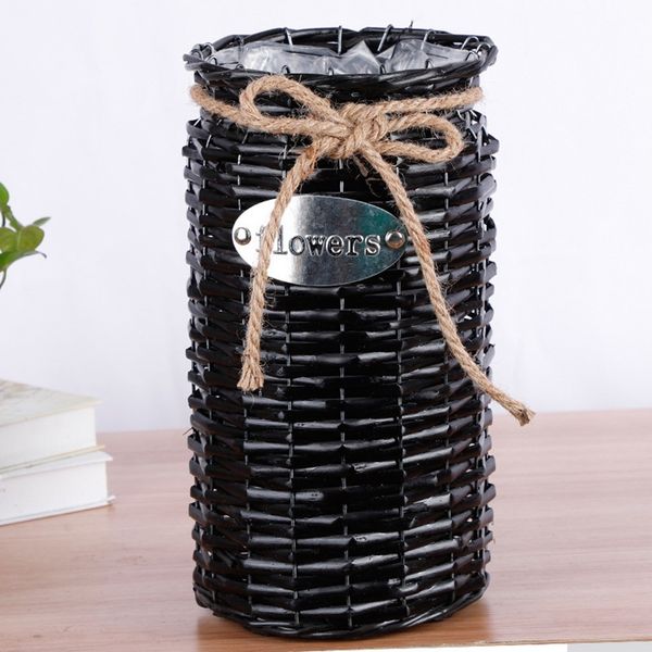 

wicker vase woven storage hanging basket for plants flower straw pots vase bag home wicker high floor for home decor ag29