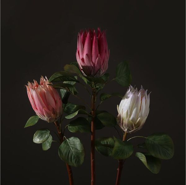 

luxury big artificial africa protea cynaroides silk king flowers branches fake flores for home decoration wreath plants floral