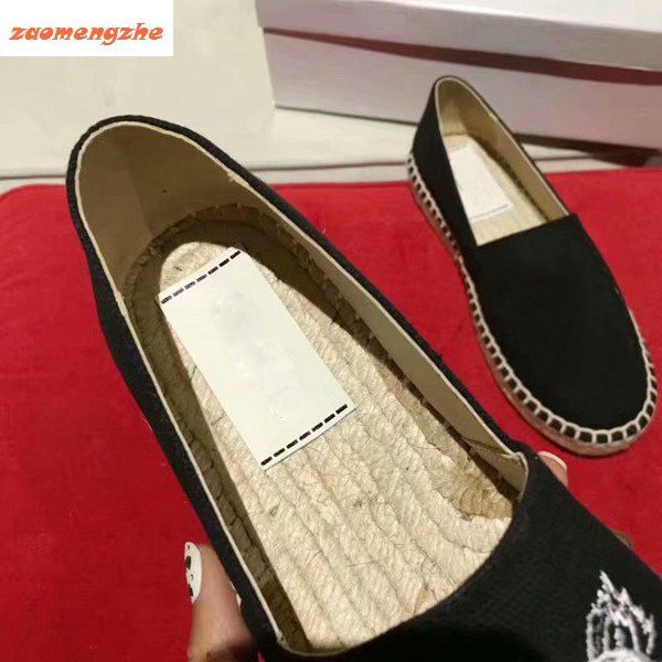 

новый saleembroidered соломы обувь голова тигра ленивый вышитые соломы обувь, Black