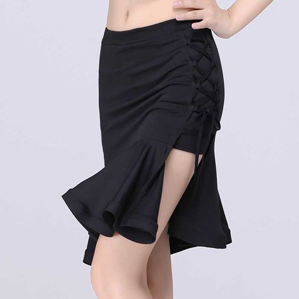 

2020new latin skirt for women drawstring design dance costumes performance latin skirts female dance dress practice skirts, Black;red