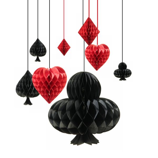 Casino Theme Party Las Vegas Night Card Honeycomb Spade Heart