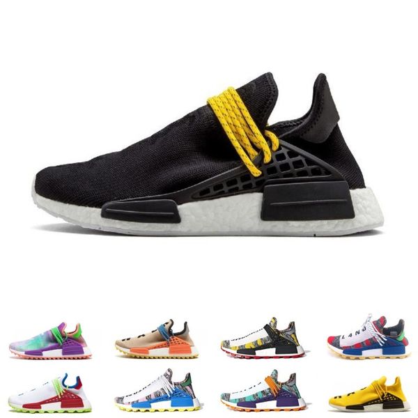 

human race trail running shoes men women pharrell williams hu runner yellow black white solar pack nerd blue sport runner sneaker36-47