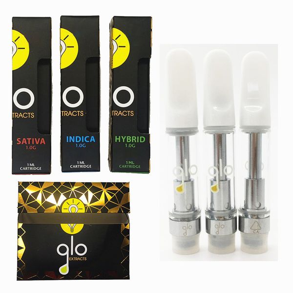 

GLO Экстракты Vape Картриджи Упаковка 0,8 мл 1мл Керамическая Coil Glo Vape Тележки керамические Катушки Пустой стакан бак 510 Thread густое масло Испаритель