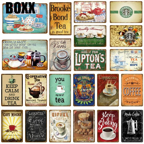 

classic cafe mocha metal tin signs drink tea coffee vintage poster wall plate for bar home kitchen decor wall sticker