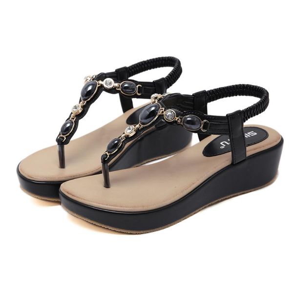 

2020 summer bohemian sandals for women buty wedges shoes woman female open toe flip flops sandalia feminina beach sandalias #25, Black