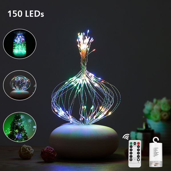 

remote controller waterproof diy shape copper wire 150 leds rgb multicolored starburst string light suitable for home office l