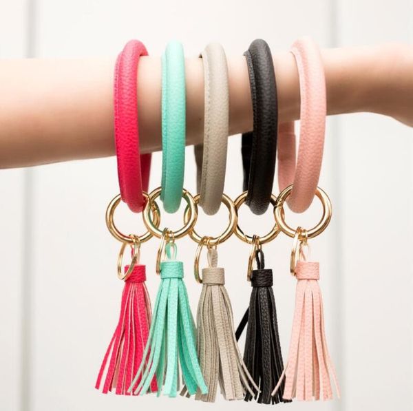 

jhmy mixed colors sunflower cactus monogrammed keychain wholesale personalized enamel disc big o wristlet bracelet tassel keyring qjs6632541, Black