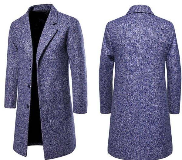 

designer woolen coat single breasted jackets mandarin collar medium length woollen coat coats designer apparel mens new fashion, Black