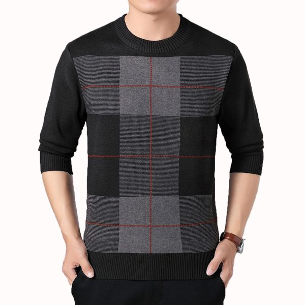 

middle aged men wool blend pullover sweaters male smart casual knitwear mans slim fit pullover sweater father autumn knitted top, White;black