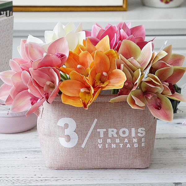 

5 pieces decorative flowers silk butterfly orchid vases for home decor wedding bridal accessories clearance artificial plants