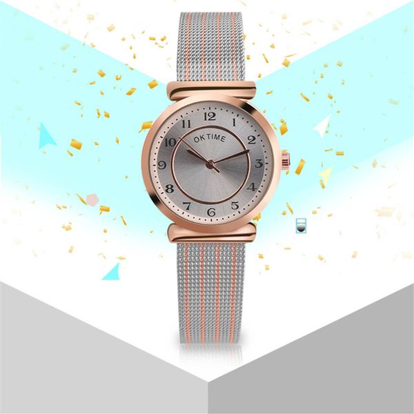 

digital stainless steel mesh belt women watches ladies bracelet watch gift clock quartz wrist watch xb40, Slivery;brown