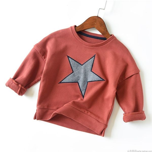 

baby boys sweatshirt cotton t shirt for grils 3 colors autumn terry kids stars patchwork tees shirt children outwear 3-7t y190516, Blue