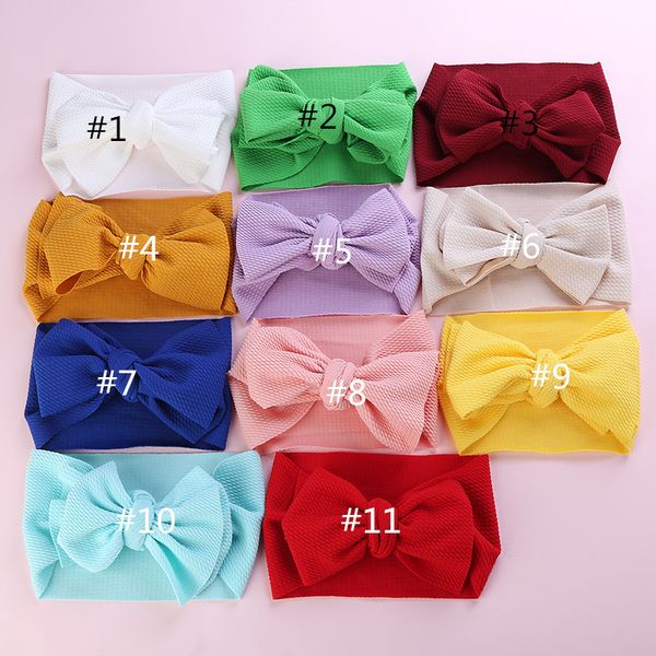 

newborn baby girls big bowknot headband wide hairband elastic headdress headwear candy color hair bows  colors, Slivery;white
