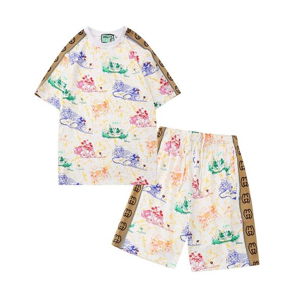 

2pcs wholesale brand men sweatshirt luxury designer jogging suit tracksuits mens short sleeve tshirts pants fashion jogger tracksuits male, Gray