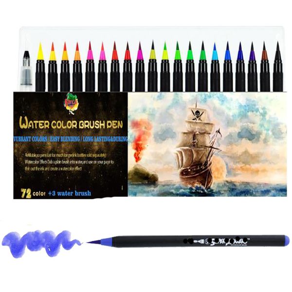 

brush pen 72 pack nylon tips paint markers coloring calligraphy