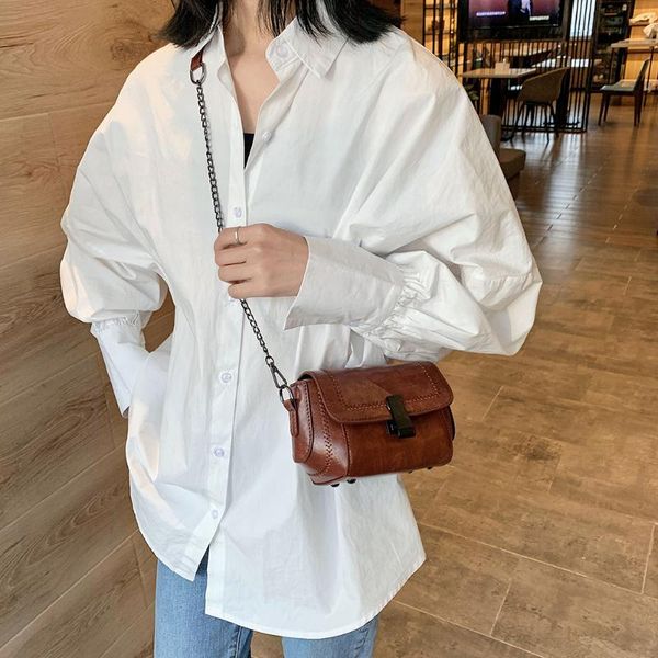

women crossbody bags pu leather shoulder solid retro messenger comfortable handbag girls personal chain daily bags