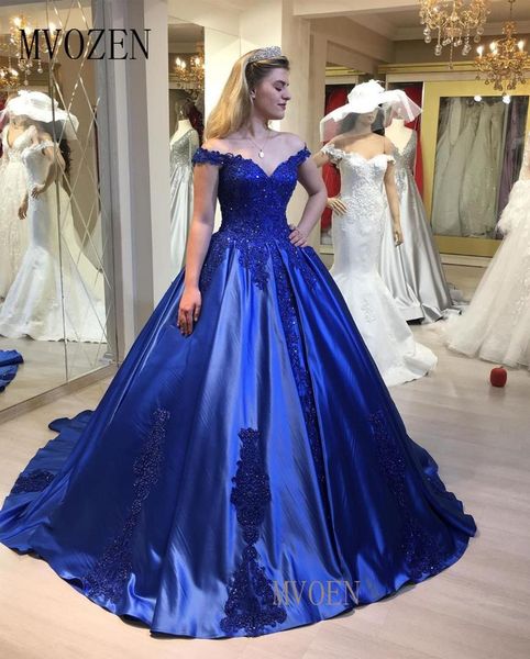 

vestidos blue evening dress lace appliques long evening dresses off the shoulder formal party gowns robe de soirees, White;black