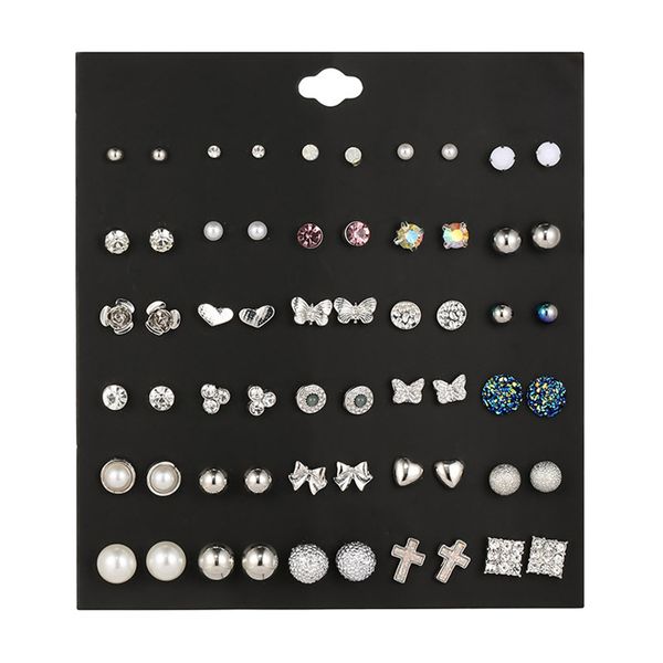 

30 пар корейской моды серьги стержня кристалл pearl серьги ювелирные изделия, Golden