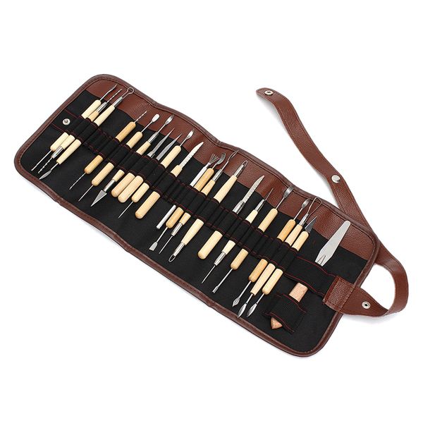 

23pcs/set pottery clay sculpture carving modelling ceramic wooden tools kit diy craft for home handwork supplies