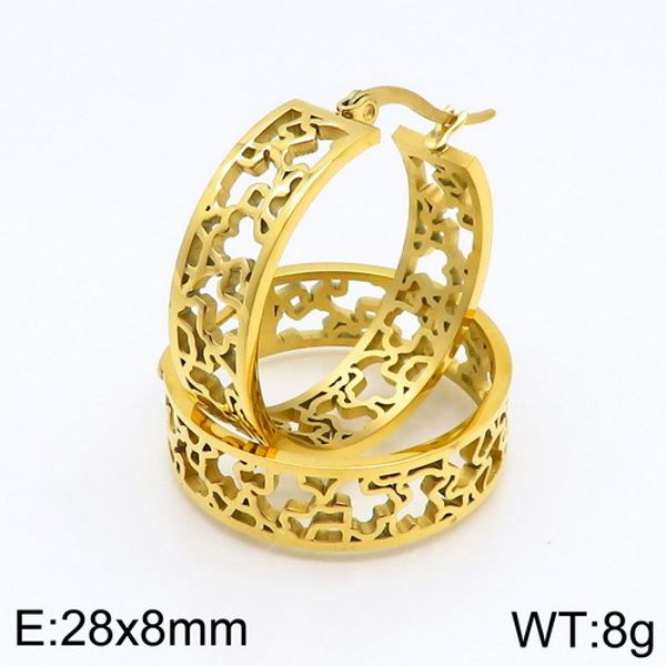 

foreign trade bear earrings titanium steel jewelry fashion hollow gold and silver earrings mascot bear round earrings j