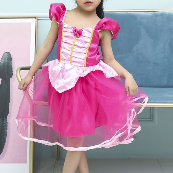 

kids girls sleeveless princess layered tulle dress ball gown role play costume, Black;red