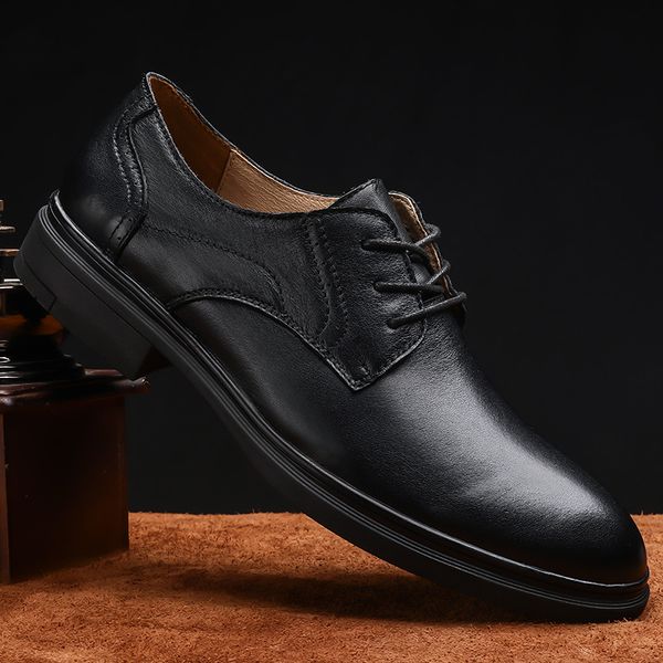 

oxford shoes for men lace up formal shoes wedding party men italian fashion mens office masculino adulto a4, Black
