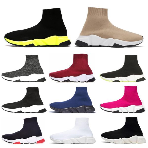 

fashion speed trainer men women sock casual shoes triple white black beige red pink blue flat men sports sneakers size 36-45