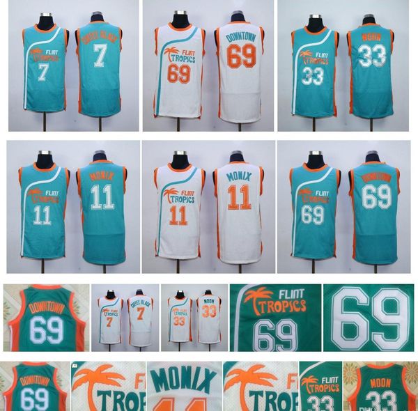 

semi pro movie flint tropics 7# coffee black jersey stitched wholesale 33# jackie moon 69# downtown 11# ed monix college basketball jerseys