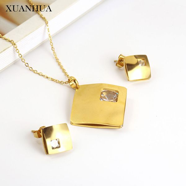 

xuanhua stainless steel jewelry for woman vogue 2019 necklace earrings set jewelry accessories gifts for women mass effect, Silver