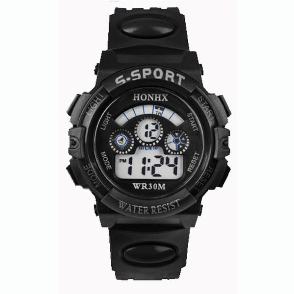 

waterproof mens boy's digital led quartz alarm date sports wrist watch children boy&girl fashion watch saat relogio masculino, Blue