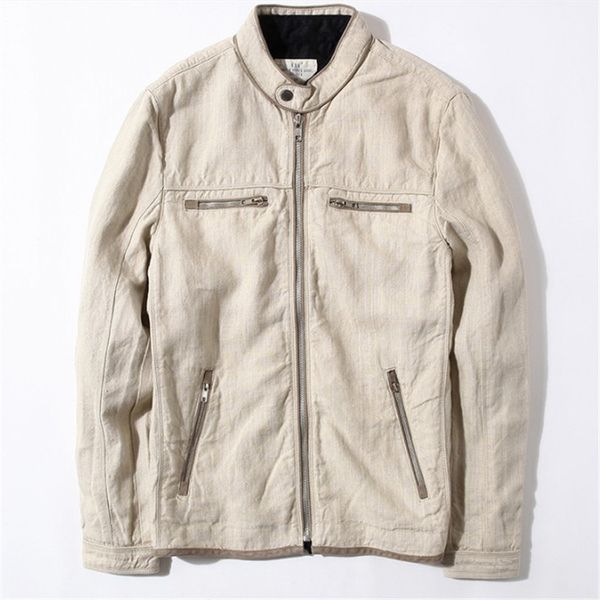 

brand cargo linen jacket men retro multi-pocket outwear zipper long sleeve spring autumn classic motorcycle jacket ds50922, Black;brown