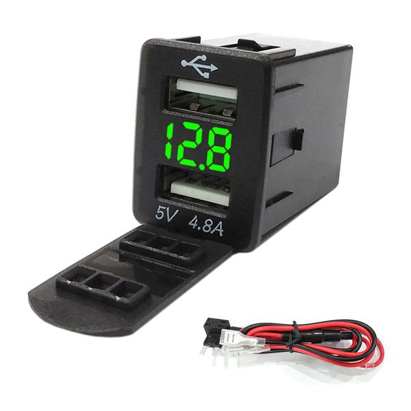 

qc3.0 12-24v led dual port usb interface charger socket power adapter for corolla