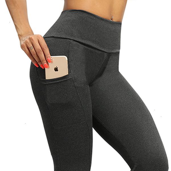 

tights leggings women 6color leggings solid high waist pocket leggings push up fitness mujer elastic wrinkle workout jegging, Black