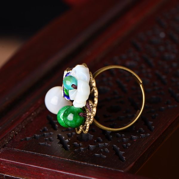 

Ethnic style ring index finger female retro style ring opening Japanese and Korean Chaorens personalized handmade jewelry shell