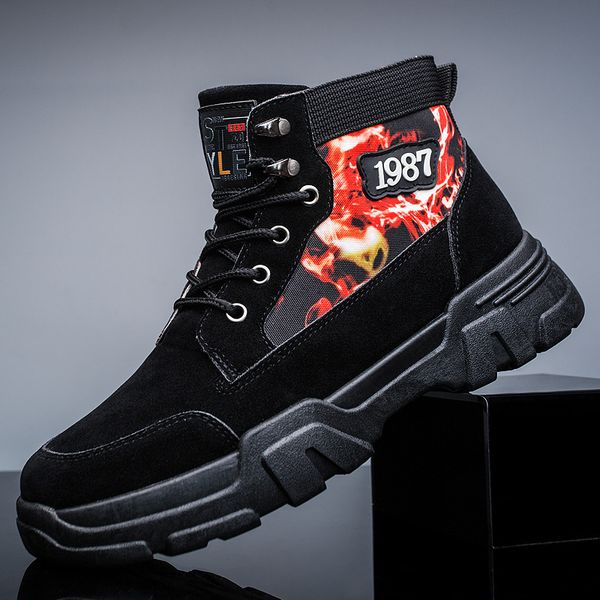 

2019 new winter plush waterproof snow boots shoes warm winter men's sneakers footwear fashion outdoor ankle boots men's, Black