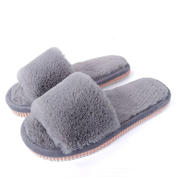 

womens fur slippers winter shoes big size home slipper plush women indoor warm fluffy terlik cotton shoe, Black